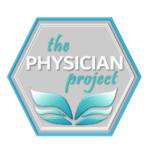 The old-school logo of The Physician Project, a free website for doctors to browse and discover the work of their peers.